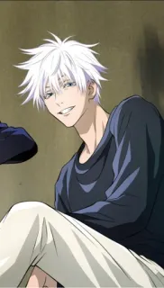 🙈 cf93fc15 Gojo Satoru Jujutsu Kaisen アニメ, マンガ, 五条悟, 呪術廻戦, 白髪, キャラクター, 笑顔 telegram sticker