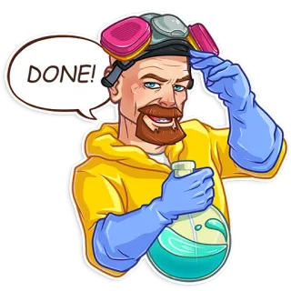 ✅ 26751a7c Walter White Breaking Bad DONE! Breaking Bad, Walter White, ยาเสพติด, ยาบ้า, ทำอาหาร, ชุดป้องกันสารเคมี telegram sticker