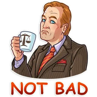 😏 abde6af2 Saul Goodman Better Call Saul NOT BAD ซอล กู๊ดแมน, Better Call Saul, ทนาย, ไม่เลว, กฎหมาย telegram sticker