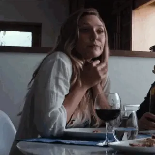 🍓 11ff9c3d 女人, 桌子, 葡萄酒, 室内, 坐着, 饮用 whatsapp sticker