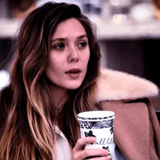 🥀 95ba3f90 Elizabeth Olsen 女人, 女演员, 名人, 伊丽莎白·奥尔森, 咖啡 whatsapp sticker