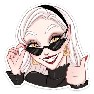 👍 1608c990 스티커, 엘프, 안경, 눈썹, 미소, 선글라스 telegram sticker