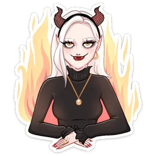 😈 45ed4563 악마, 악령, 뿔, 불, 악, 만화, 스티커 telegram sticker