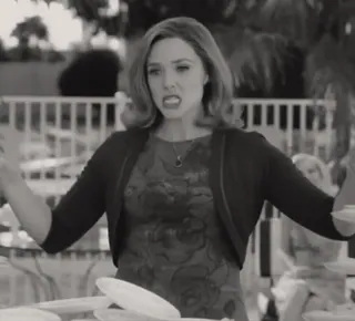 ✨ ca6add43 Wanda Maximoff Wandavision wandavision, marvel, elizabeth olsen, acara tv, scarlet witch, reaksi, stres telegram sticker