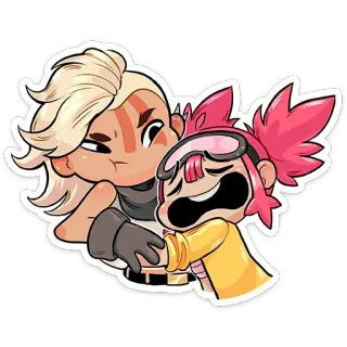 😒 b0ea2fb8 chibi, cartoon, hug, character, cute, sticker telegram sticker