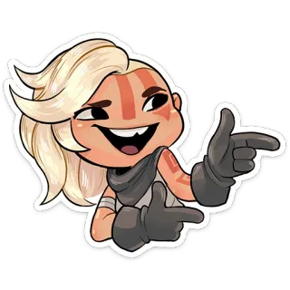 😅 b919d499 character, illustration, cartoon, finger gun, blonde, gloves telegram sticker