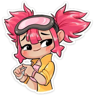 ☺ f39fedb1 cartoon, anime, character, pink hair, goggles, cute telegram sticker