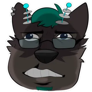 😬 32ab8590 Furry, Sticker, Anthro, Wolf, Bril, Gezichtsuitdrukking telegram sticker