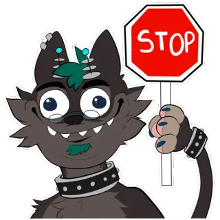 ✋ 6ee8aa9e STOP Stopbord, Cartoon, Dier, Bord, Bericht, Waarschuwing telegram sticker