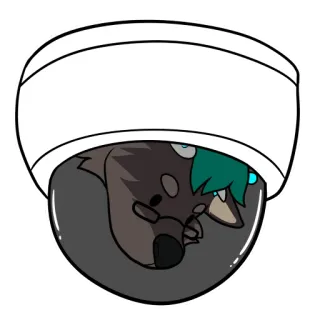 📷 7cc90a0d beveiligingscamera, bewaking, wolf, cartoon, digitale kunst, animatie telegram sticker