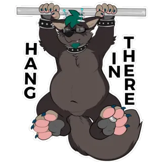 🙌 9c0463f0 HANG IN THERE Anthro, Furry, Dier, Hou vol, Aanmoediging, Positief, Sticker telegram sticker