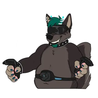 👀 b8393f5e Furry, Anthro, Wolf, VR, Virtual reality, Gaming, Gamer telegram sticker
