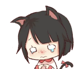 😢 c8105f92 อนิเมะ, สาวหูแมว, ร้องไห้, เศร้า, น่ารัก, อารมณ์ telegram sticker
