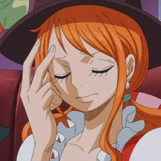 🍊 1e8b3b07 Nami One Piece anime, One Piece, Nami, postać, kobieta, zmęczona telegram sticker