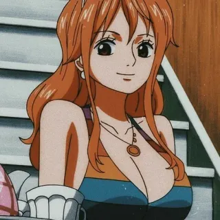 🍊 7fe3dc8c Nami One Piece Anime, One Piece, Nami, Kreskówka, Postać żeńska, Pomarańczowe włosy, Manga telegram sticker