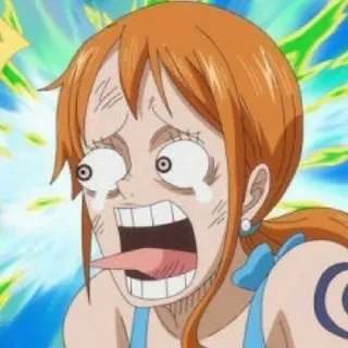 🍊 a4439bc5 Nami One Piece Anime, One Piece, Nami, Śmieszne, Zszokowany, Wyraz telegram sticker