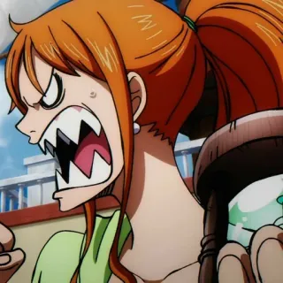 🍊 c6a1cd19 Nami One Piece anime, manga, one piece, nami, kreskówka, zły, mem telegram sticker