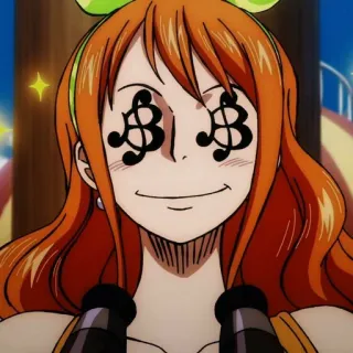 🍊 db5fb5f3 Nami One Piece Anime, Kreskówka, Nami, One Piece, Pieniądze, Oczy, Postać telegram sticker