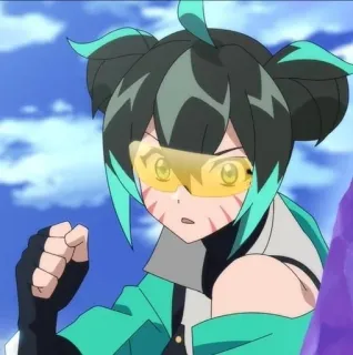 🤨 562808b9 Anime, Personaggio, Cartone animato, Occhiali gialli, Posa da combattimento whatsapp sticker