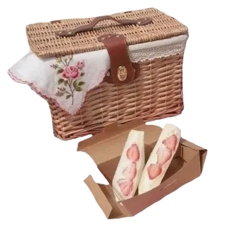 🌸 8a81d50f 野餐, 篮子, 三明治, 草莓, 食物, 午餐, 浪漫 whatsapp sticker