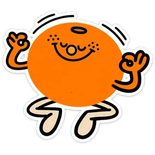 👌 15305422 สีส้ม, ผลไม้, สมาธิ, การ์ตูน, สติกเกอร์ telegram sticker