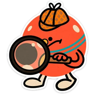 🔍 2072c1f7 นักสืบ, แว่นขยาย, การ์ตูน, ตัวละคร, การสืบสวน, สีส้ม telegram sticker