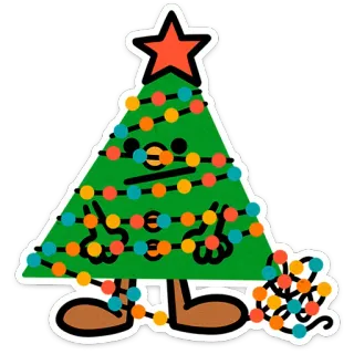 🎄 3cb1039e ต้นคริสต์มาส, วันหยุด, รื่นเริง, เครื่องประดับ, การ์ตูน, ไฟ, ของตกแต่ง telegram sticker