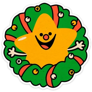 🤗 5c26a225 ดาว, การ์ตูน, พวงหรีด, คริสต์มาส, วันหยุด, น่ารัก, สติกเกอร์ telegram sticker