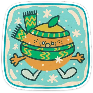 🥶 f70ee699 สีส้ม, ผลไม้, ฤดูหนาว, ผ้าพันคอ, เกล็ดหิมะ, น่ารัก, การ์ตูน telegram sticker