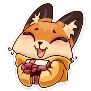 🎁 aa00f353 rubah, binatang, hadiah, kartun, imut, senang, berbulu, bulu telegram sticker