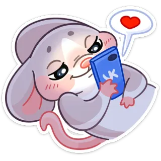 ❤️ 55dc9058 animal, ratón, corazón, teléfono, amor telegram sticker