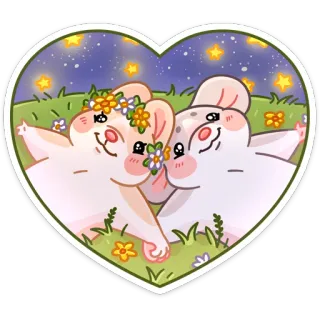 ❤️ cc784621 ratones, lindo, animales, flores, corazón, amor telegram sticker