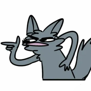 😒 c15ef128 狼, 卡通, 指着, 角色, 动物, 灰色 telegram sticker
