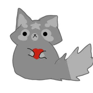 ❤️ d7615a9e 卡通, 狼, 动物, 爱心, 可爱, 贴纸 telegram sticker