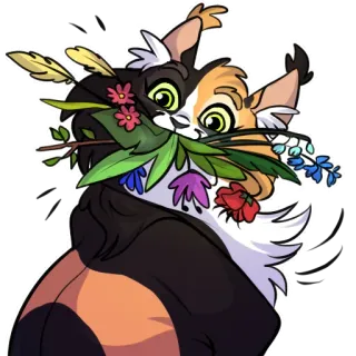 🌸 14075e08 кот, цветы, калико, животное, милый telegram sticker