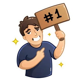🥇 0e81656d #1 ナンバーワン, 勝利, 成功, お祝い, 達成, 漫画, リーダー whatsapp sticker