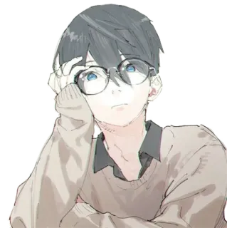 😒 013b22cd Chłopak anime, Okulary, Szkic, Sztuka, Manga, Postać telegram sticker