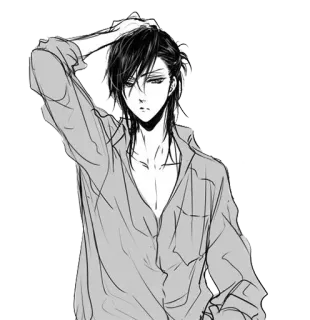 😎 5a370984 Anime, Manga, Mężczyzna, Ilustracja, Rysunek, Fryzura, Koszulka telegram sticker