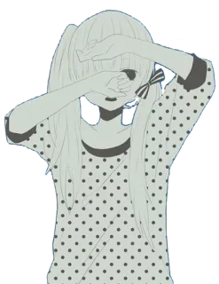 🙈 914c0aeb Anime dziewczyna, Kucyki, Rumieniec, Groszki, Niebieska, Słodka telegram sticker