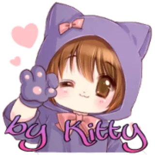 ℹ 583cfcb1 by Kitty Anime, Dibujos animados, Lindo, Gato, Kawaii, Chica, Corazones telegram sticker