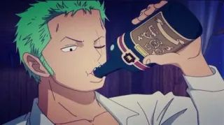 🍾 1766c6f5 Zoro One Piece อนิเมะ, วันพีซ, โซโล, ดื่ม telegram sticker