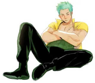 🥱 6f778384 Zoro One Piece อนิเมะ, ตัวละคร, ผมสีเขียว, โรโรโนอา โซโล telegram sticker