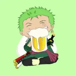 🍺 a2d278e7 Zoro One Piece อนิเมะ, วันพีซ, โรโรโนอา โซโล, โซโล, เบียร์ telegram sticker