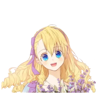 😀 6a127ff1 anime, girl, blonde, flower, cute whatsapp sticker