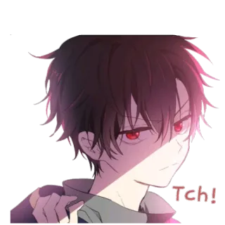 😒 a0699390 Tch! anime, boy, red eyes, upset whatsapp sticker
