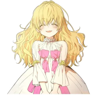 😆 c8796403 anime, girl, blonde, dress, smiling whatsapp sticker