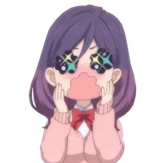 💖 45b4306c Anime, Desenho animado, Fofo, Olhos brilhantes, Feliz, Rubor telegram sticker