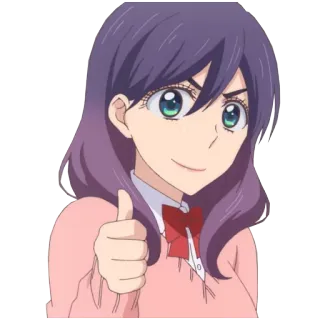👍 502b9bad Anime, Garota, Polegar para cima, Personagem, Ilustração telegram sticker