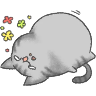 🥱 00411f85 chat, malade, étourdi, dessin animé, animal, mignon, gris telegram sticker