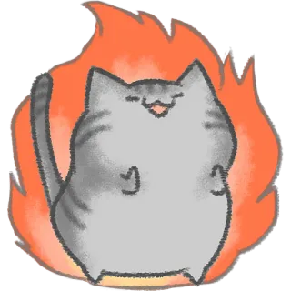 😤 f943b926 chat, feu, mignon, dessin animé, flammes, animal telegram sticker